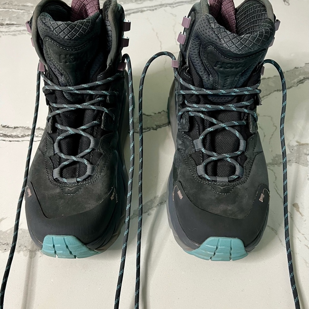 Women's HOKA Athletic Hiking Boots in Grey and Teal